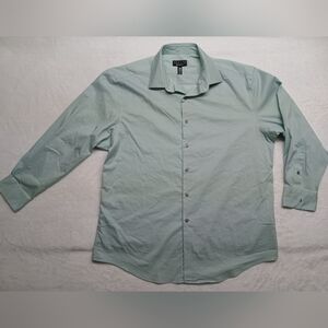 Alfani Mens Solid Stretch Button Up Shirt, Green, Large